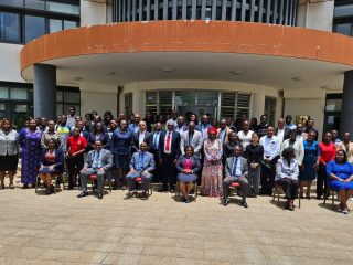 Stakeholders, partners, and participants pose for a group photo during the official launch of the UNESCO Chair in Inclusive and Sustainable Physical Education and Sports for Community Development at Kenyatta University.