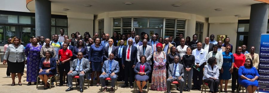 Stakeholders, partners, and participants pose for a group photo during the official launch of the UNESCO Chair in Inclusive and Sustainable Physical Education and Sports for Community Development at Kenyatta University.
